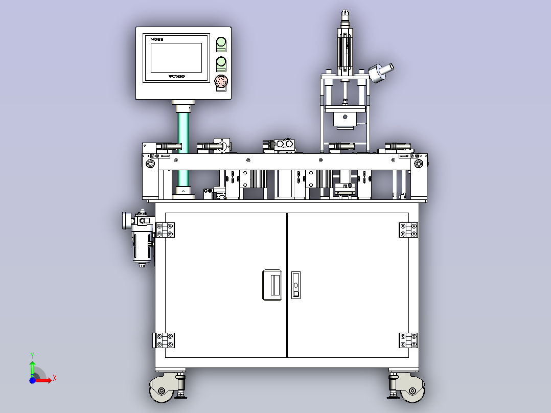 一款电池壳压字机3D模型前视图