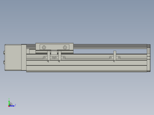 SYS12-BR-100-200W滚珠花健、支撑座、滚珠丝杠、交叉导轨、直线模组.STEP左视缩略图