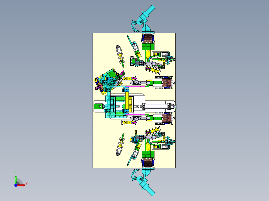 汽车仪表板横梁总成焊接夹具前视图
