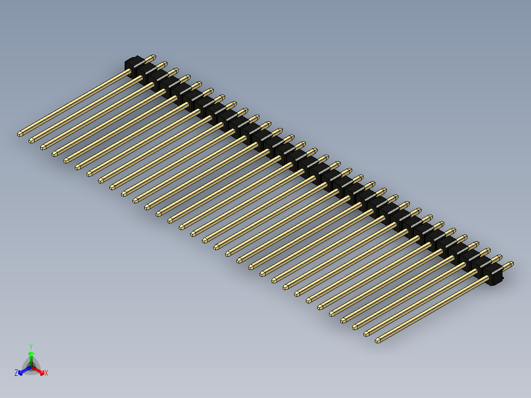 彩色公头100mil（2.54mm）系列-DS1021_black_1x32p_100mil_Type43_rev1.0主视图