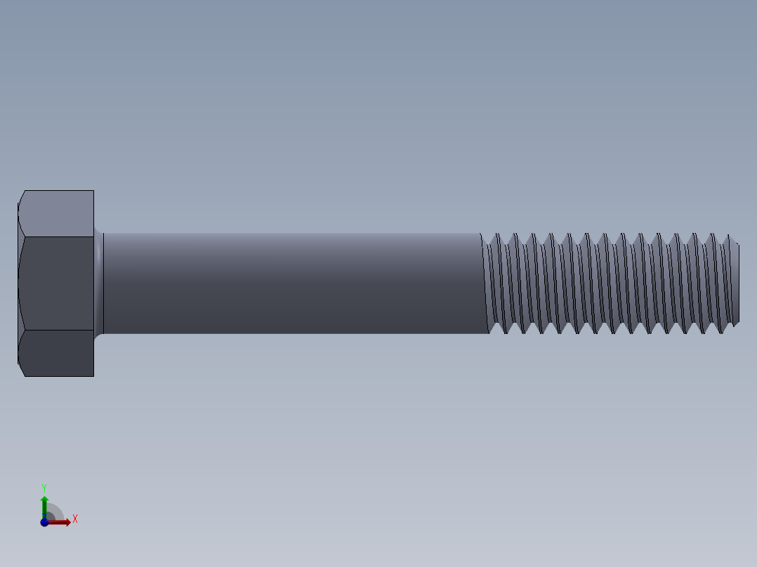 UNC 六角螺栓-Hex Bolt 0.3125-18 x 2.SLDPRT前视图