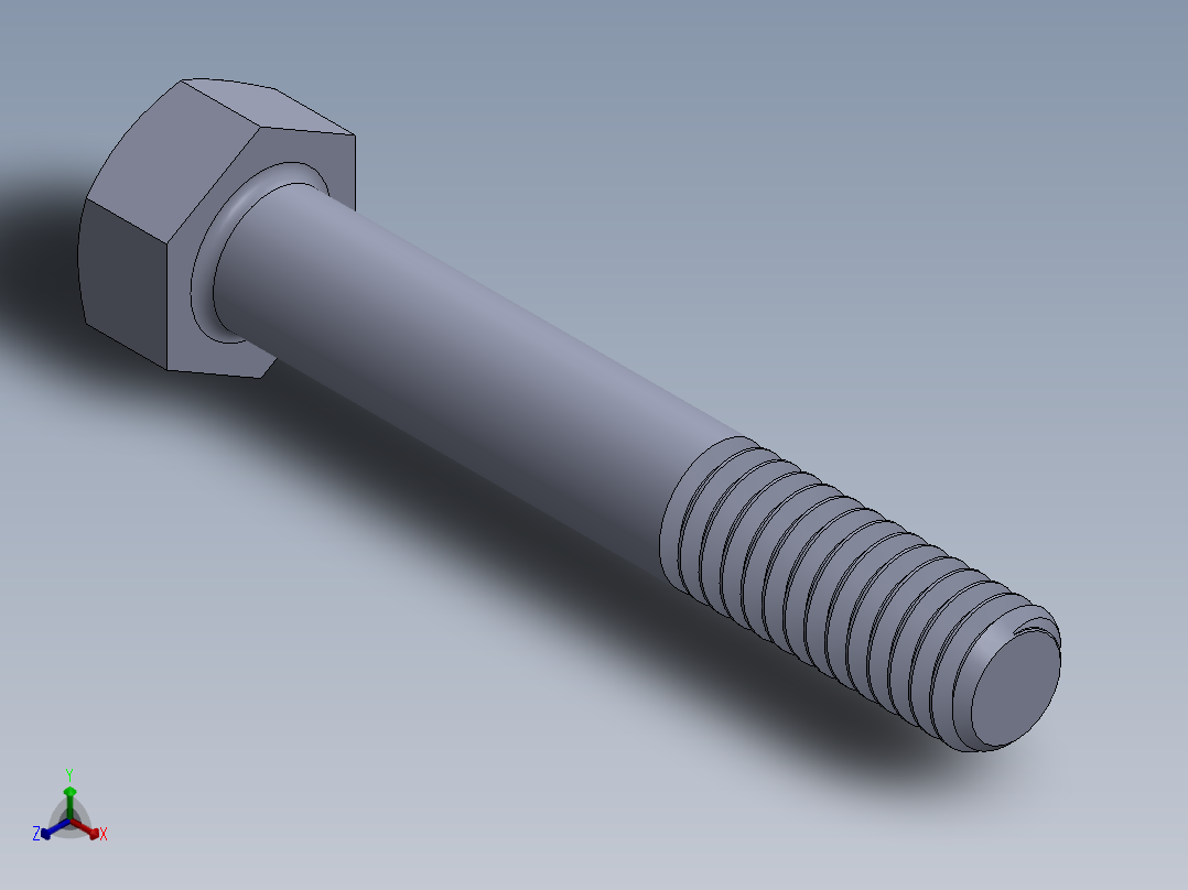 UNC 六角螺栓-Hex Bolt 0.3125-18 x 2.SLDPRT正等轴测图