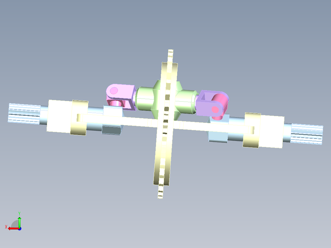 连杆式汽车差速器机构设计后视图