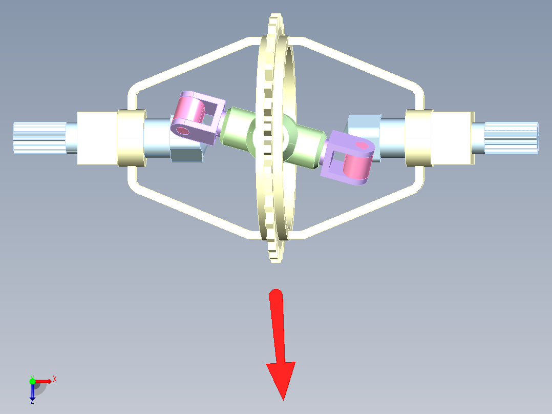 连杆式汽车差速器机构设计俯视图