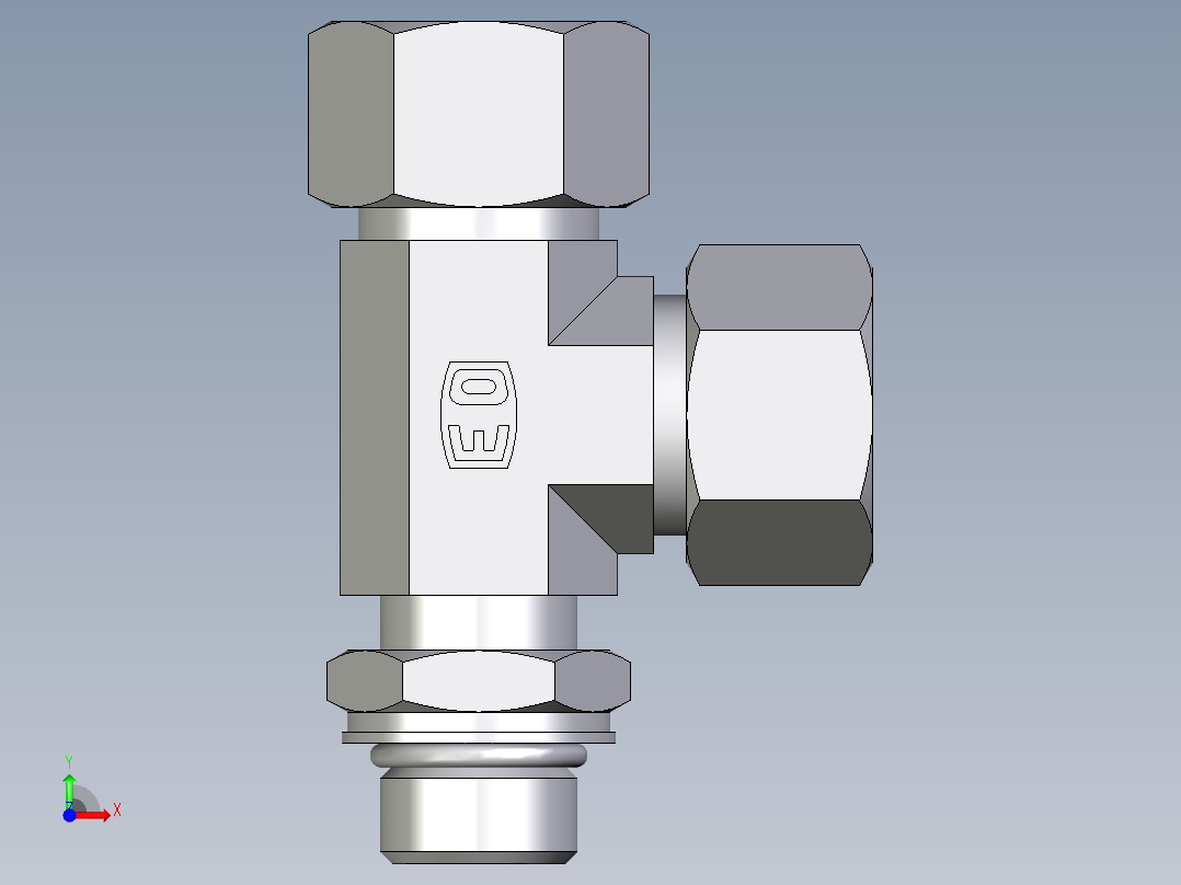 卡套式工业通用硬管接头EO_Adjustable_locknut_run_tee_LEE15LMORCF前视图