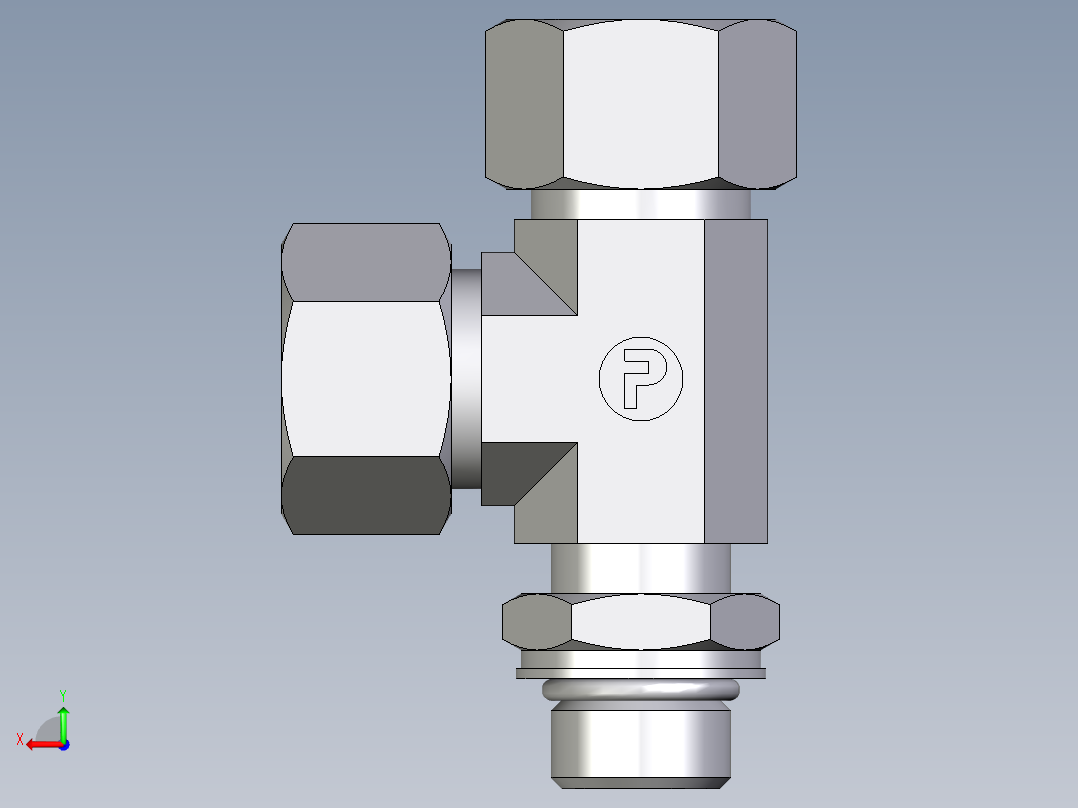 卡套式工业通用硬管接头EO_Adjustable_locknut_run_tee_LEE15LMORCF后视图