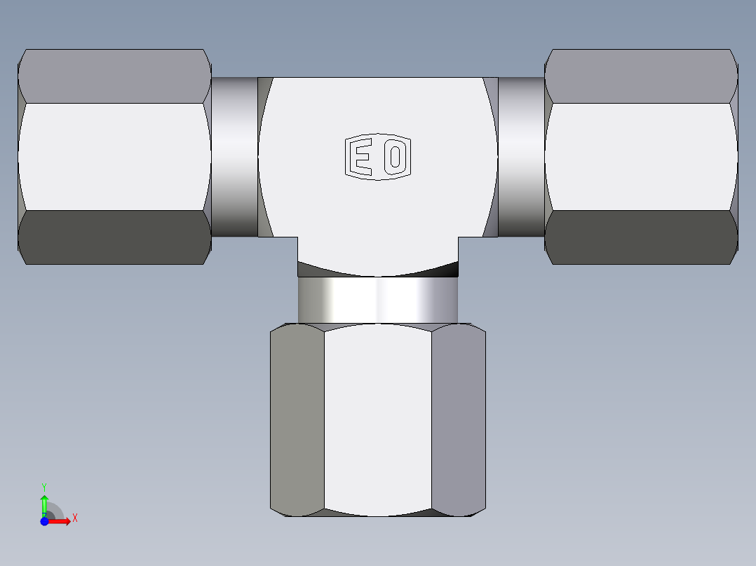 卡套式工业通用硬管接头EO_Union_tee_T06ZLCF前视图