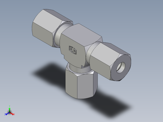 卡套式工业通用硬管接头EO_Union_tee_T06ZLCF正等轴测缩略图