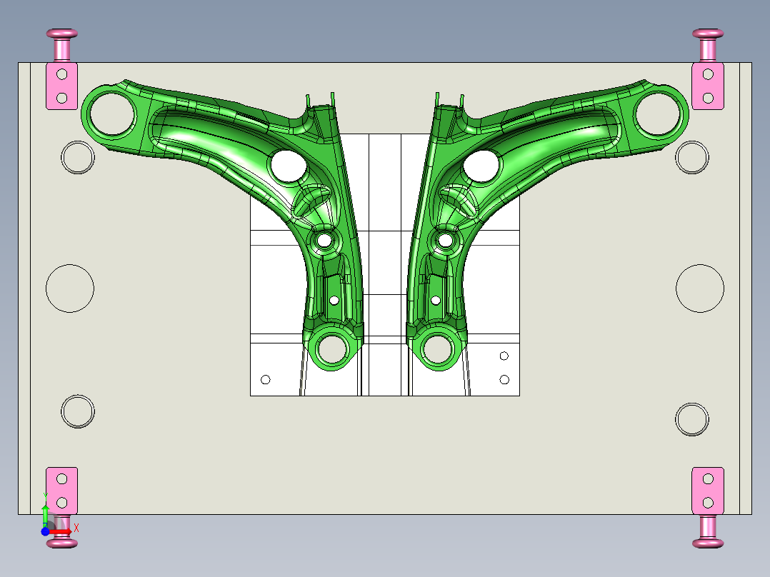 [冲压模具]特斯拉悬挂摆臂的冲压模具op70前视图