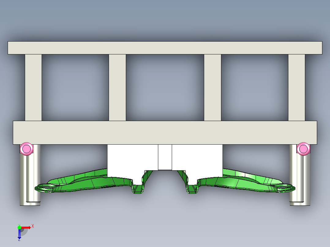 [冲压模具]特斯拉悬挂摆臂的冲压模具op70俯视图