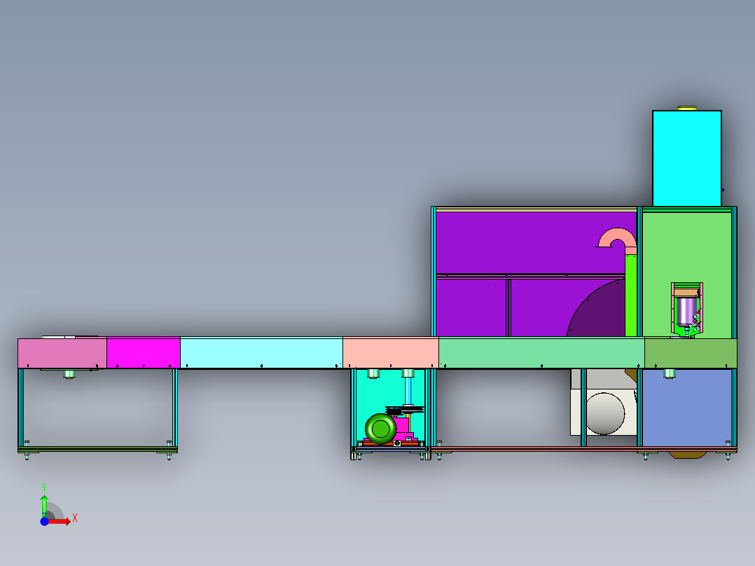 金属罐体喷涂揭膜机前视图