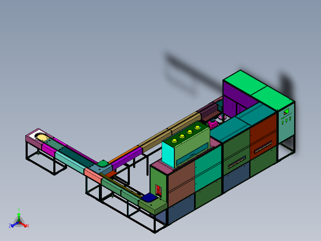 金属罐体喷涂揭膜机正等轴测图