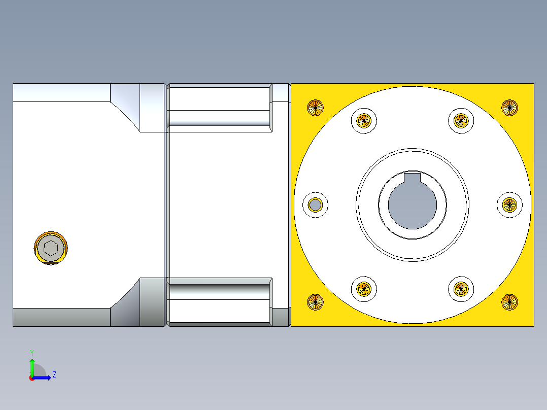 换向器PW90双孔 PGH90-L1 19-80-100-M6.stp左视图