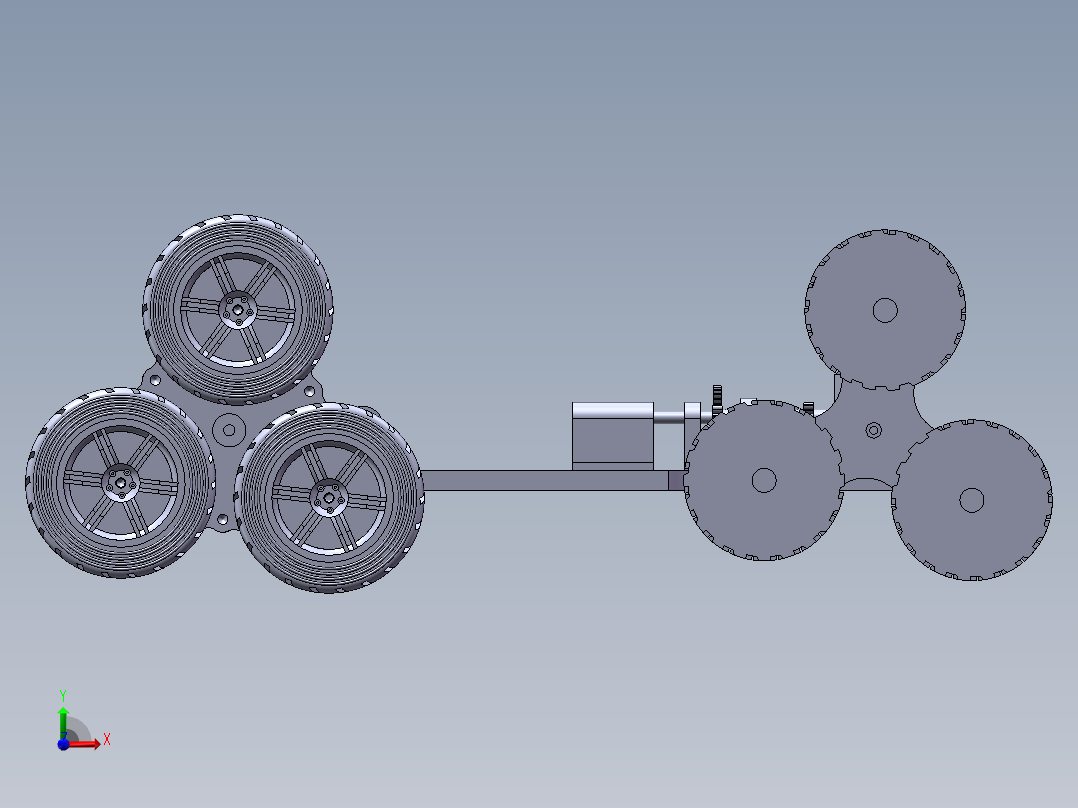 轮式自走型振动采摘机行走系统设计前视图