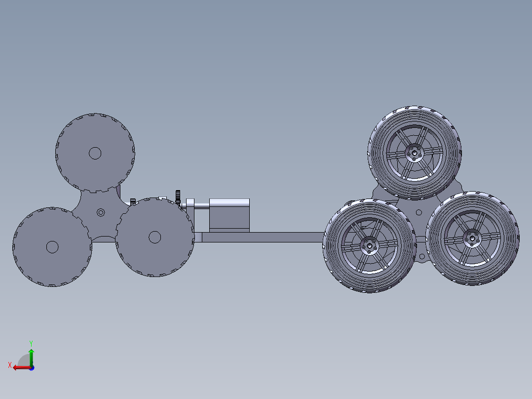 轮式自走型振动采摘机行走系统设计后视图