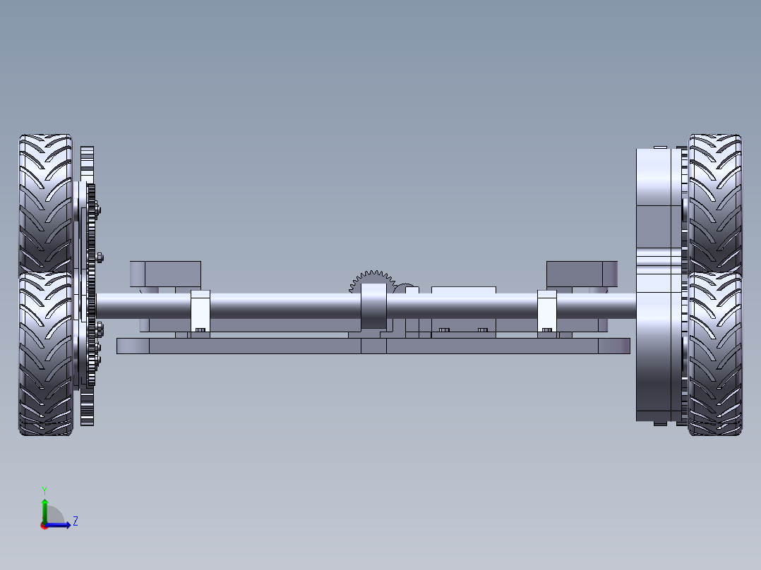 轮式自走型振动采摘机行走系统设计左视图