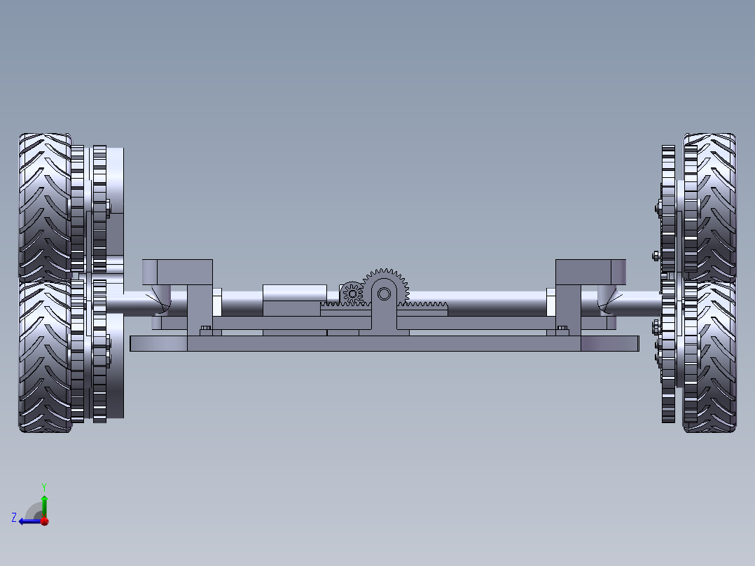 轮式自走型振动采摘机行走系统设计右视图