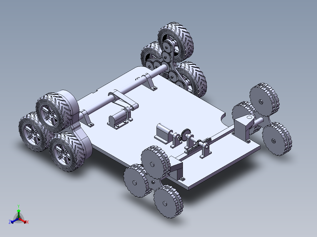 轮式自走型振动采摘机行走系统设计正等轴测图
