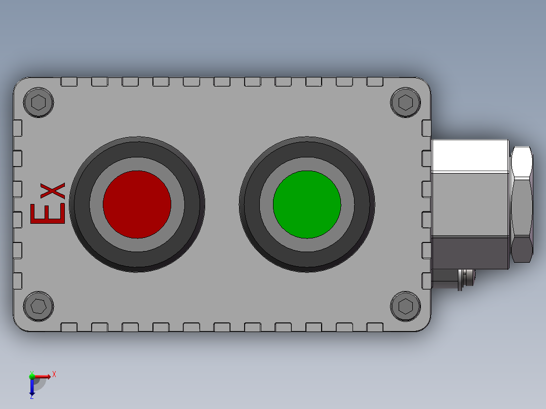 防爆按钮盒（两位）俯视图