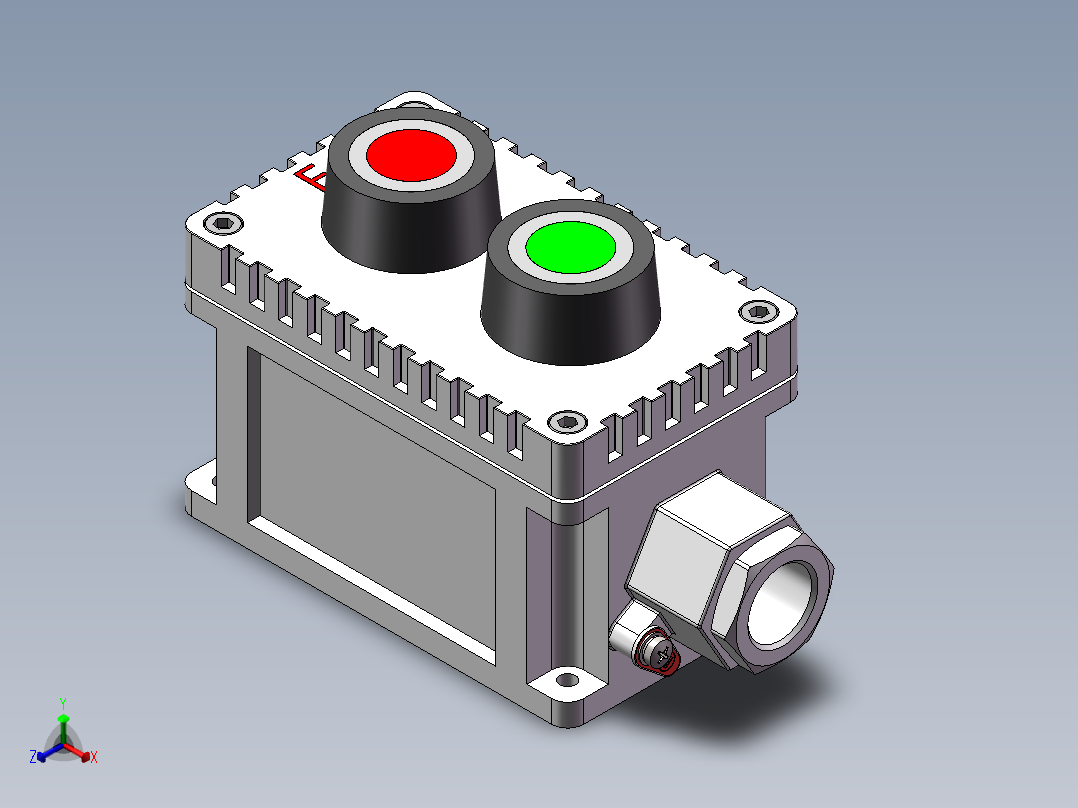 防爆按钮盒（两位）正等轴测图