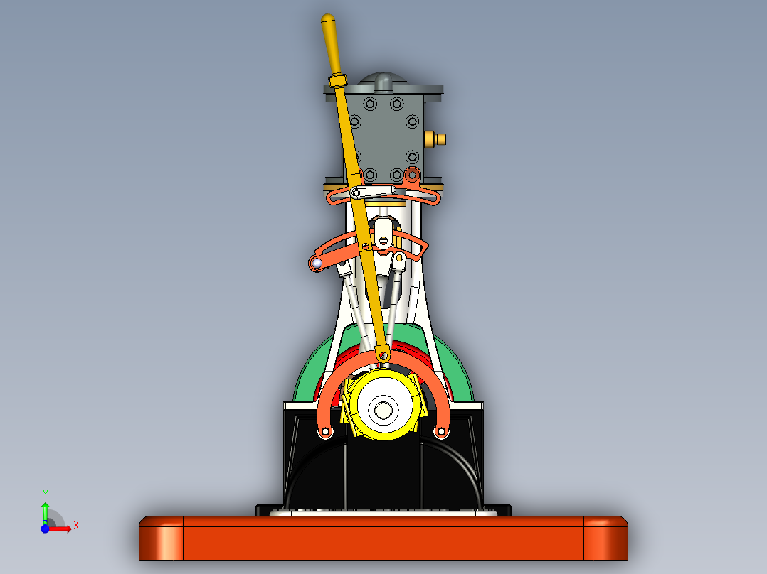 带倒档的微型立式蒸汽机 (1830年)miniature-vertical-模型格式为 stp inventor前视图