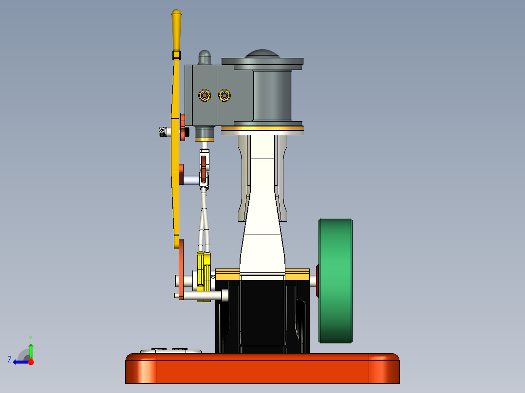 带倒档的微型立式蒸汽机 (1830年)miniature-vertical-模型格式为 stp inventor右视图