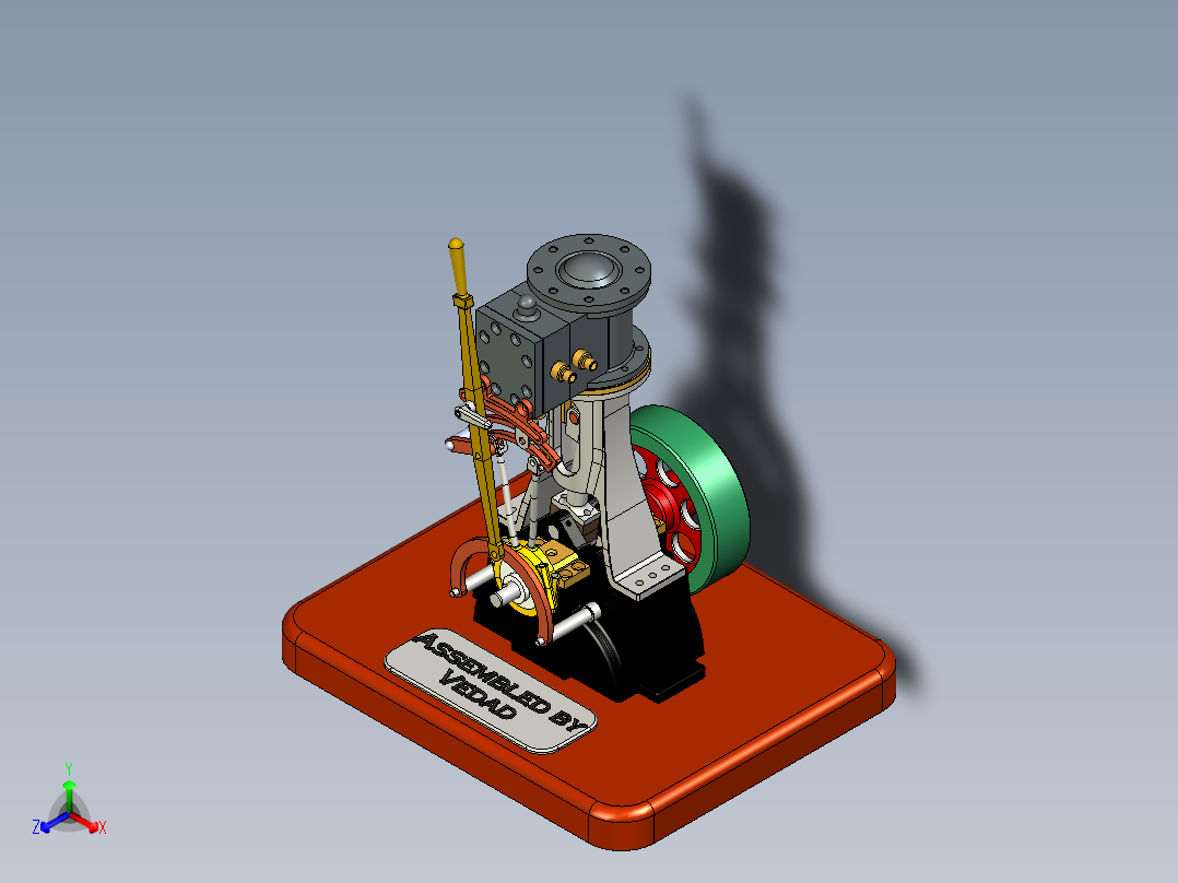 带倒档的微型立式蒸汽机 (1830年)miniature-vertical-模型格式为 stp inventor正等轴测图