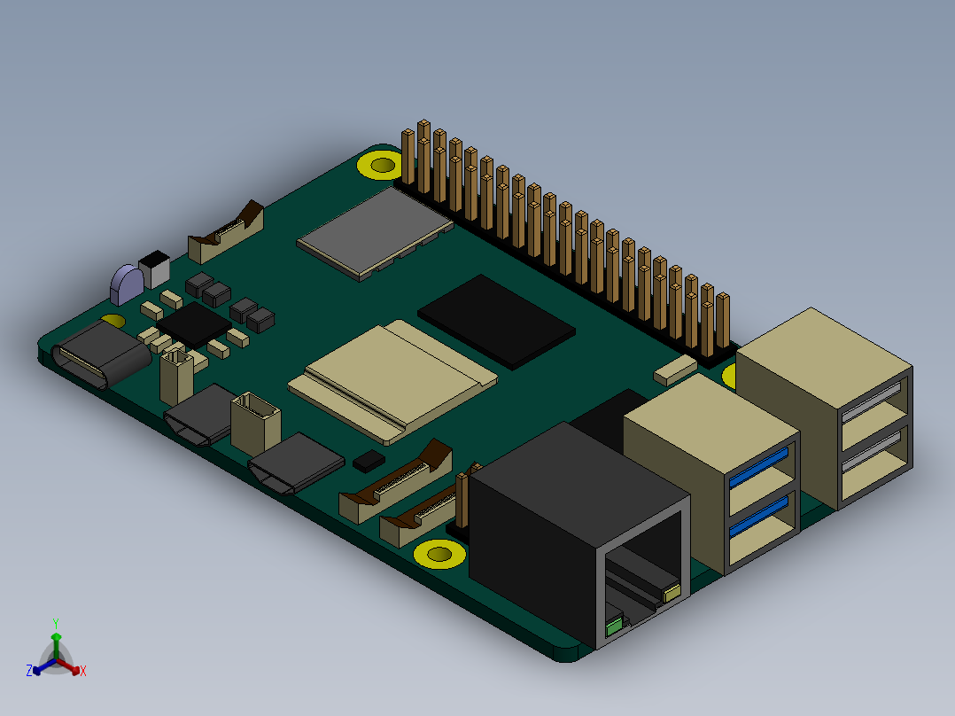树莓派5正等轴测图