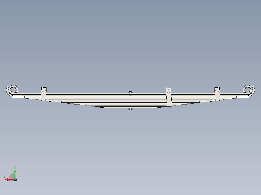 钢板弹簧装配后视图