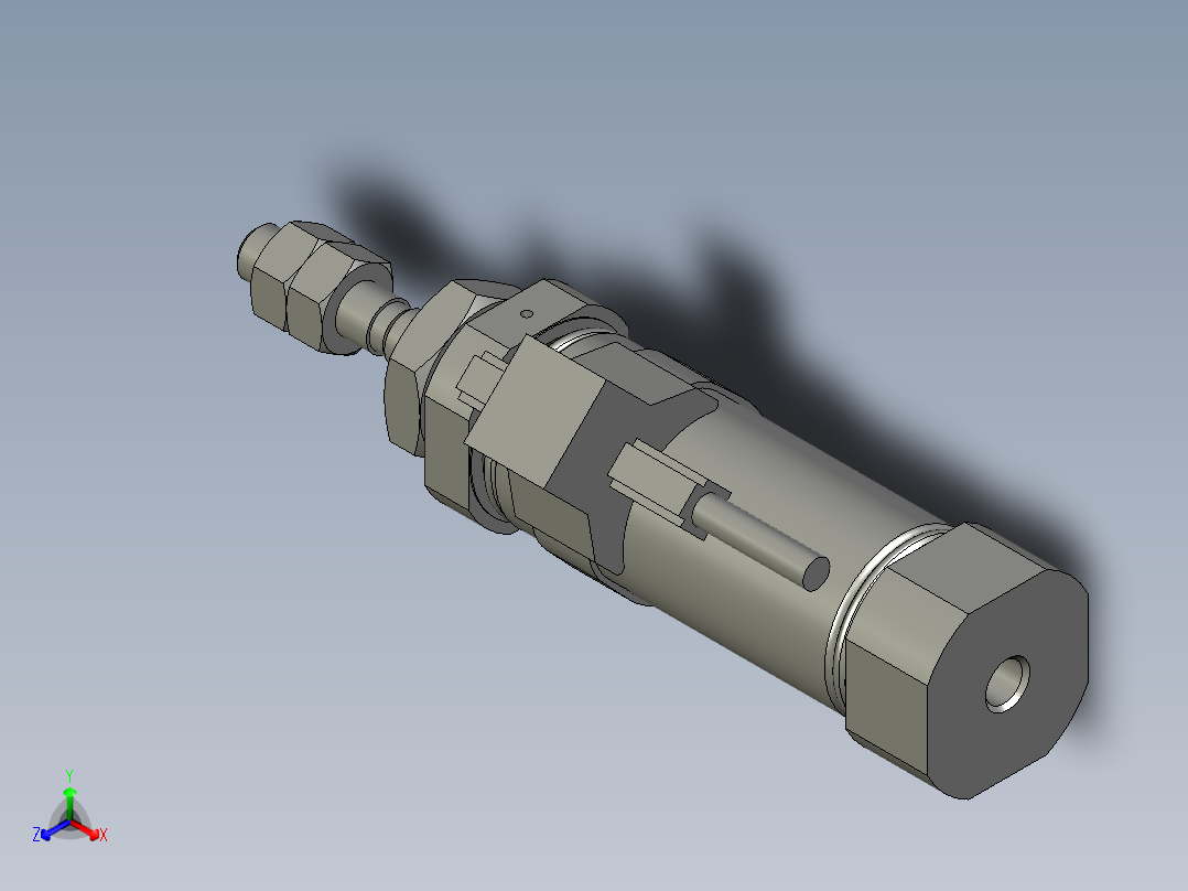 PSB16x10SR(0)+(DMSG-N-1)笔形气缸正等轴测图