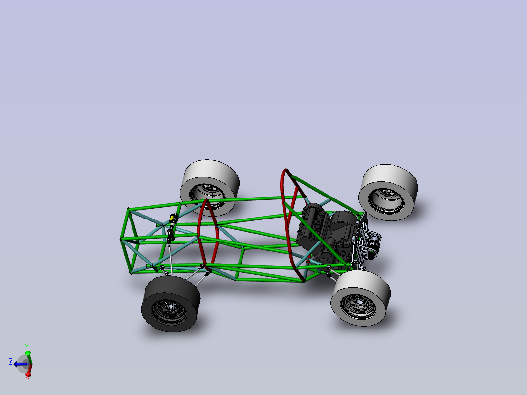 后驱赛车3D模型主视图
