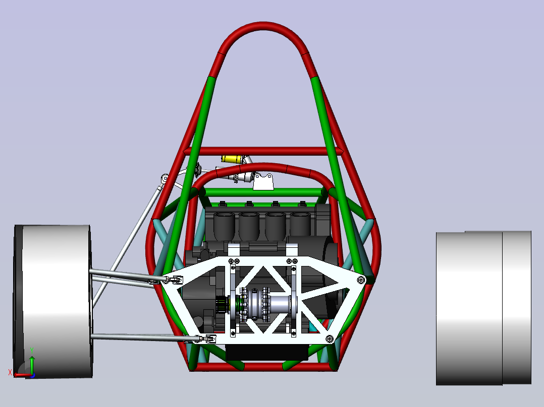 后驱赛车3D模型后视图