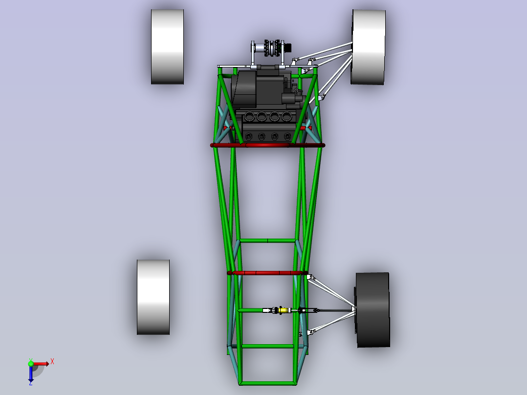 后驱赛车3D模型俯视图