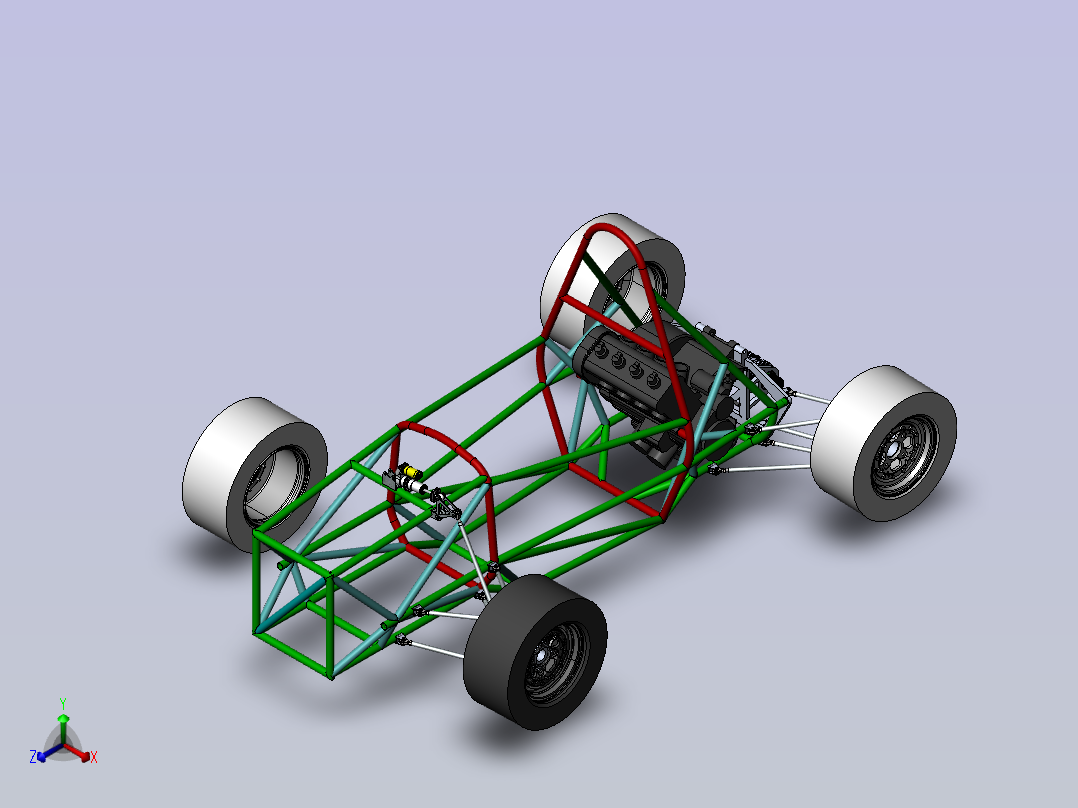 后驱赛车3D模型正等轴测图