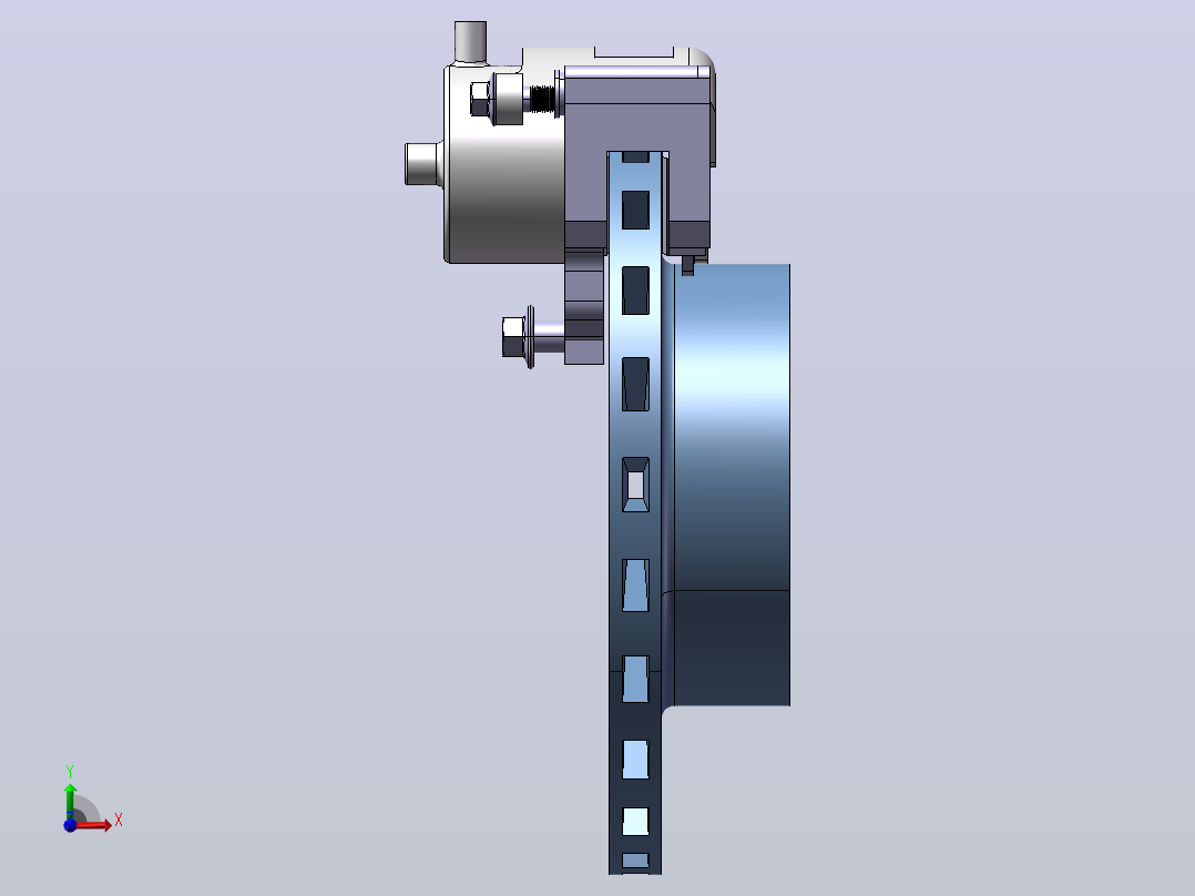 M1375-浮钳盘式制动器（sw16+catia+说明书）前视图