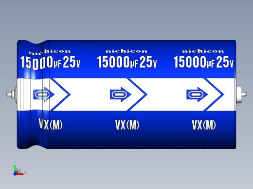 铝制轴向电解电容器。VX系列15000uf 25v。30x60mm毫米。间距65至74毫米。电解镍镉电池前视缩略图