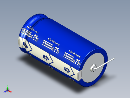 铝制轴向电解电容器。VX系列15000uf 25v。30x60mm毫米。间距65至74毫米。电解镍镉电池正等轴测缩略图