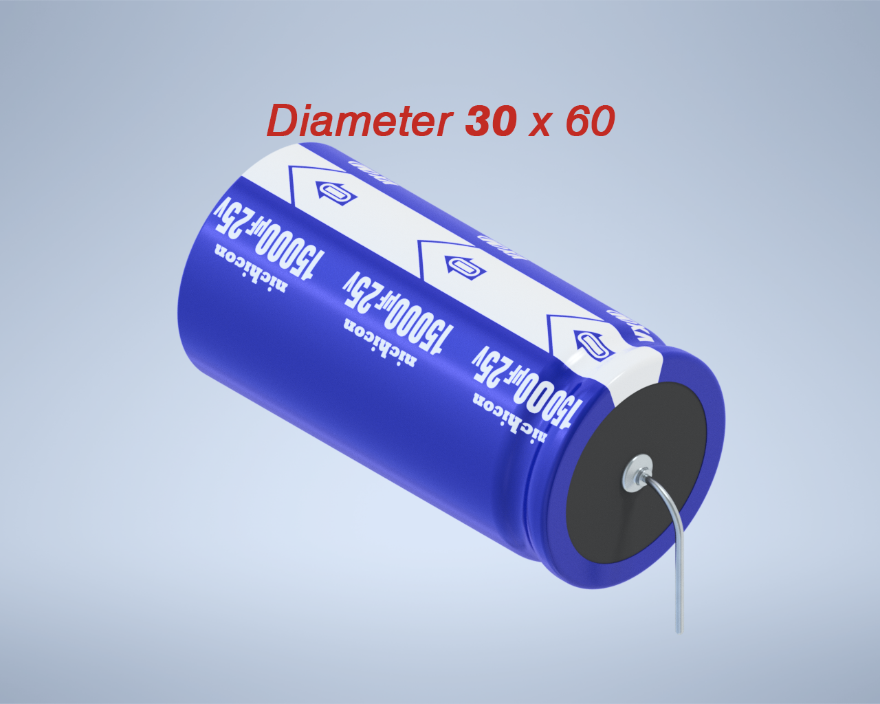 铝制轴向电解电容器。VX系列15000uf 25v。30x60mm毫米。间距65至74毫米。电解镍镉电池