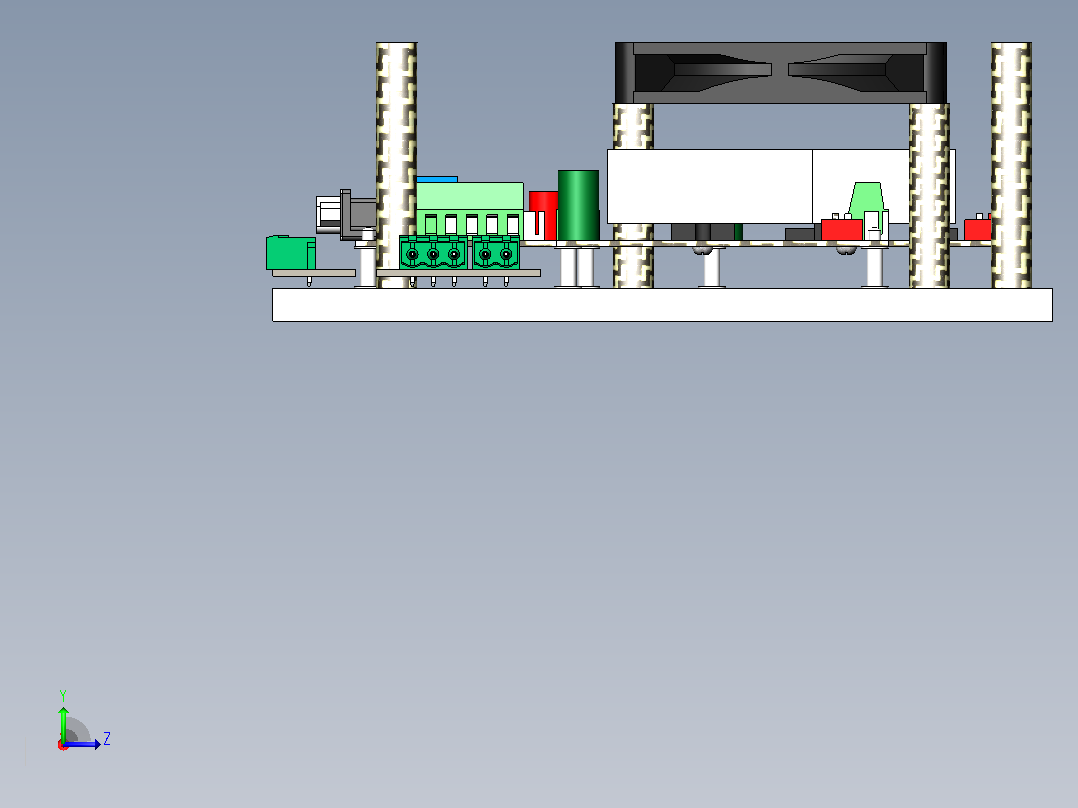 数控单元安装设计(CNC 5Axis控制器);4 个 TB6600 4.5A 驱动器单元3 转换费;2 个风扇 8015左视图