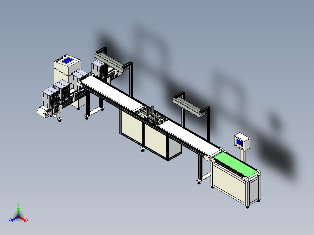 蓄电池极板分拣输送线正等轴测图