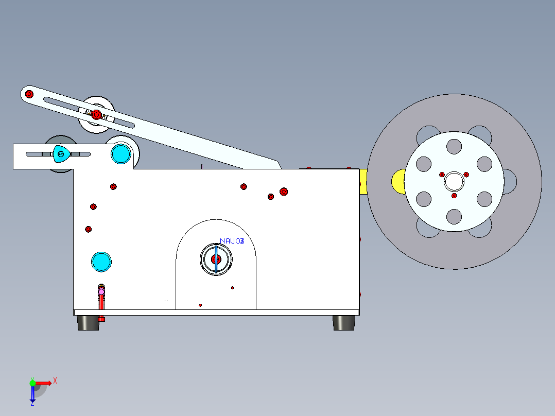 2款圆瓶贴标机3d图纸 适应多规格圆瓶、圆管贴标机3d图纸三维模型俯视图