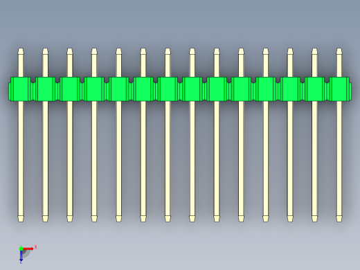 彩色公头100mil（2.54mm）系列-DS1021_green_3x14p_100mil_Type5_rev1.0俯视缩略图