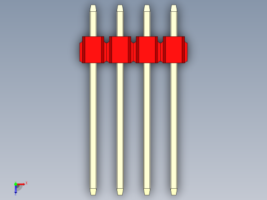 彩色公头100mil（2.54mm）系列-DS1021_red_1x04p_100mil_Type5_rev1.0俯视缩略图