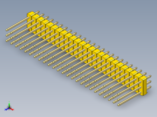 彩色公头100mil（2.54mm）系列-DS1021_yellow_3x25p_100mil_Type5_rev1.0正等轴测缩略图