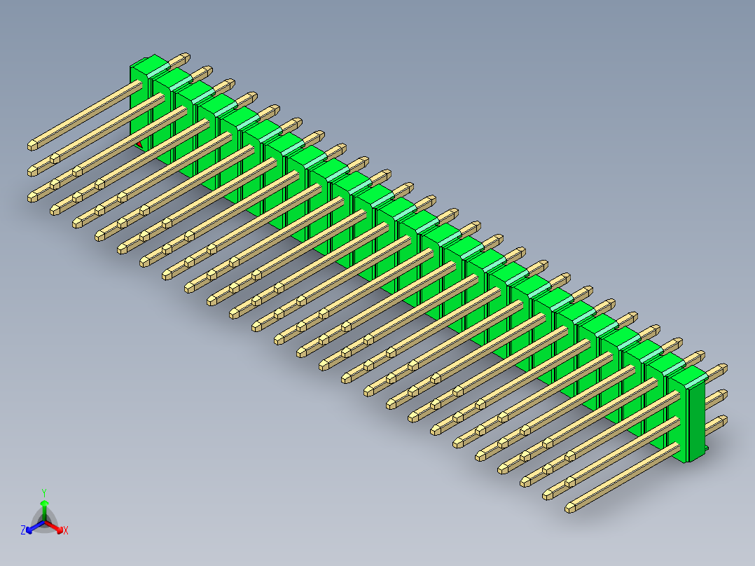 彩色公头100mil（2.54mm）系列-DS1021_green_3x25p_100mil_Type5_rev1.0主视图