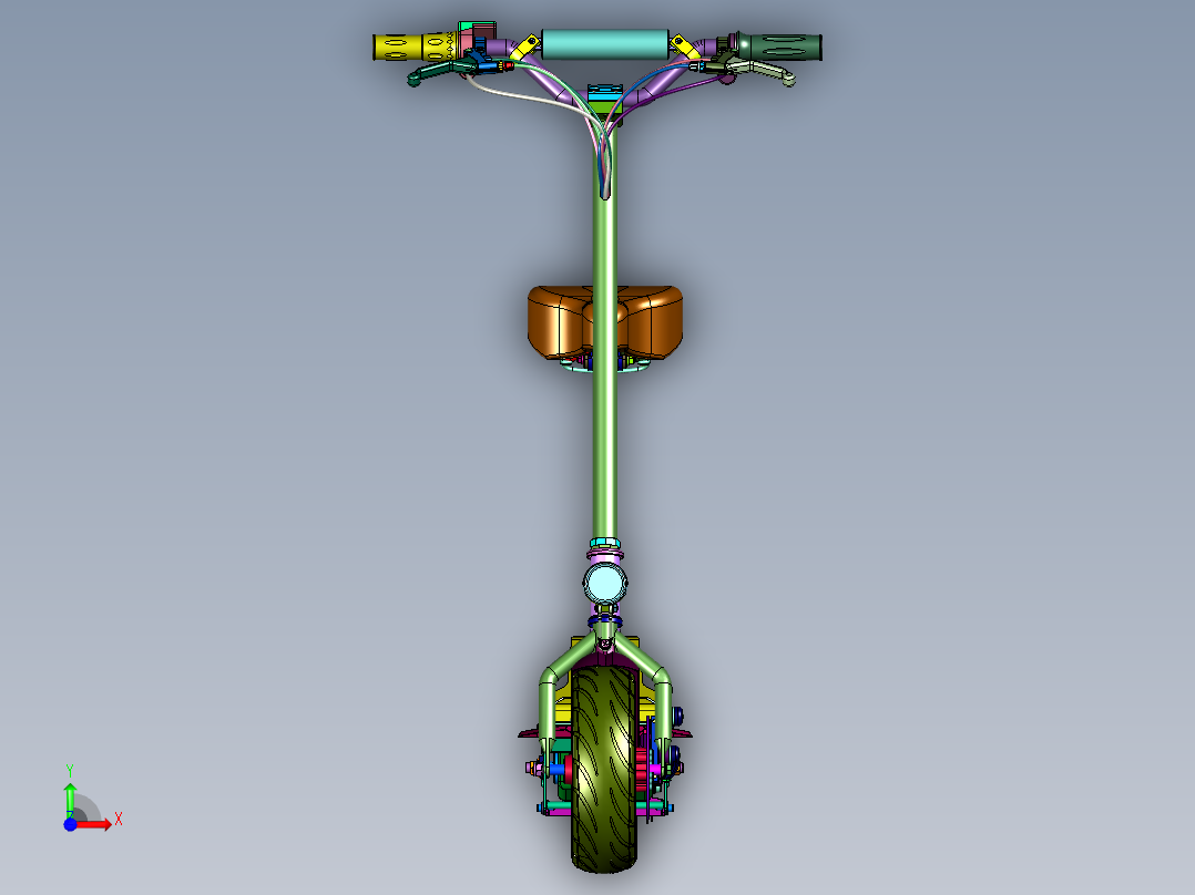 高速越野电动刹带定位踏板车前视图