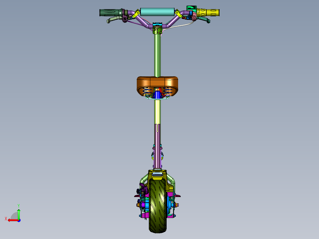 高速越野电动刹带定位踏板车后视图
