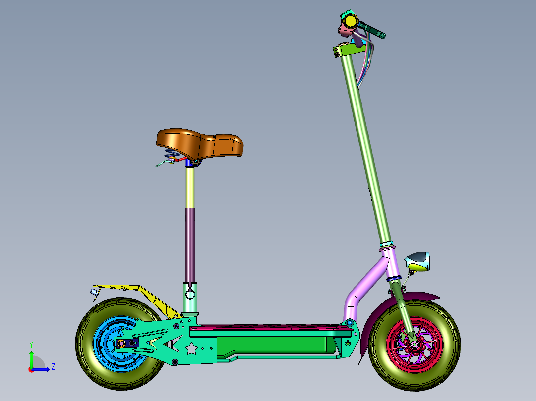 高速越野电动刹带定位踏板车左视图