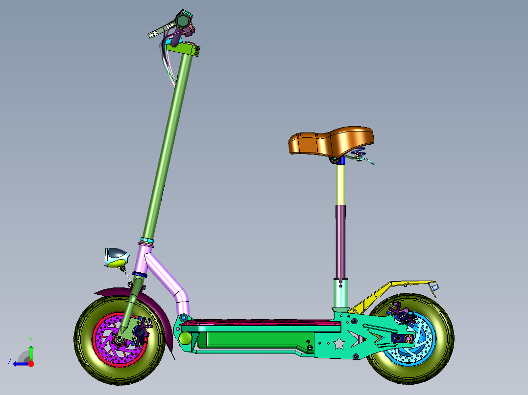 高速越野电动刹带定位踏板车右视图