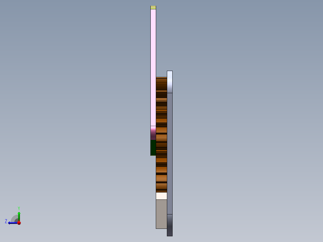 一对齿轮副驱动双摇杆机构右视图